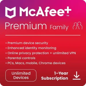 McAfee – McAfee+ Premium (Unlimited Devices) Family Antivirus